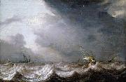 MOLYN, Pieter de Dutch Vessels at Sea in Stormy Weather oil on canvas